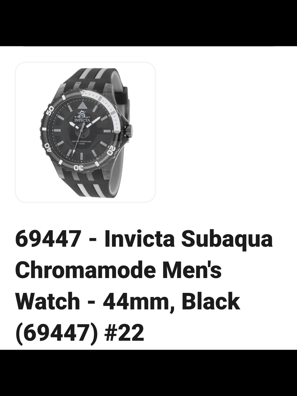 Invicta Black and Silver Subaqua Men's Watch